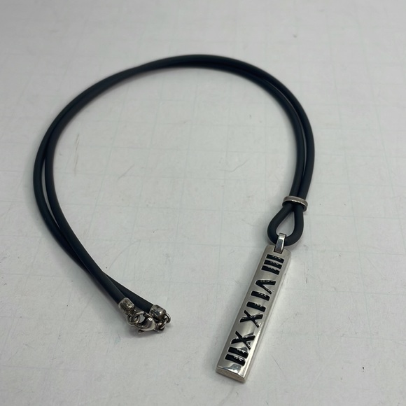 Authentic Tiffany & Co sterling Silver Bar & cord Necklace with COA - Picture 4 of 9